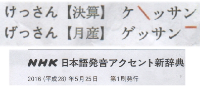 NHK日本語発音アクセント新辞典（奥付部分を切り取って合成しています）